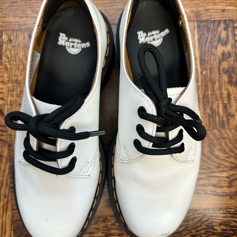 Doc Marten 1461 Quad White Smooth Leather Platform Shoes White Size 7 docs - Picture 6 of 12